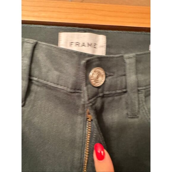 Green Frame Le High Straight Leg Coated Denim in Pine. MSRP: $198 - Picture 4 of 8